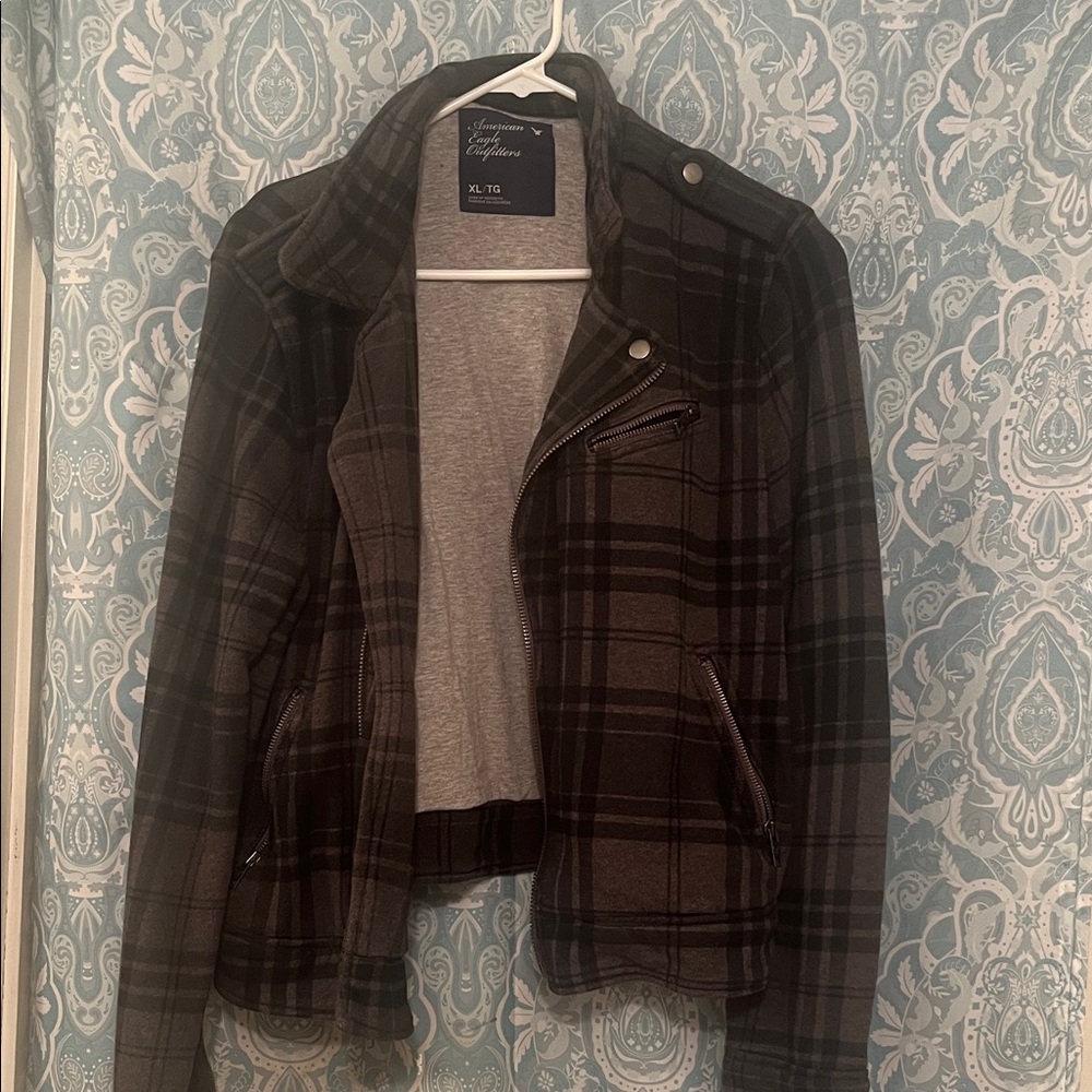 a new day Black and Gray Plaid Bomber Jacket